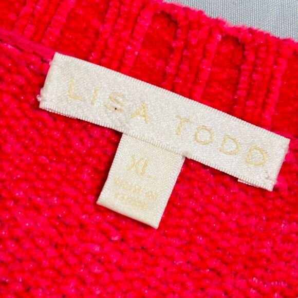 Lisa Todd Soft Crewneck Sweater Sz XL Multicolor Color Block Side Slits - Picture 4 of 5